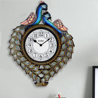 Antique Handcrafted Peacock Decorative Wall Clock