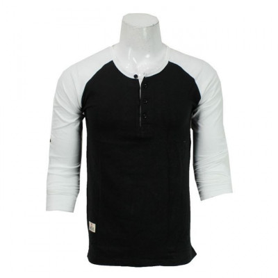 Men's Baseball Full Sleeves Black White Tshirt