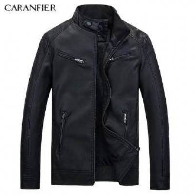 Black Slim Fit Faux Leather Jacket