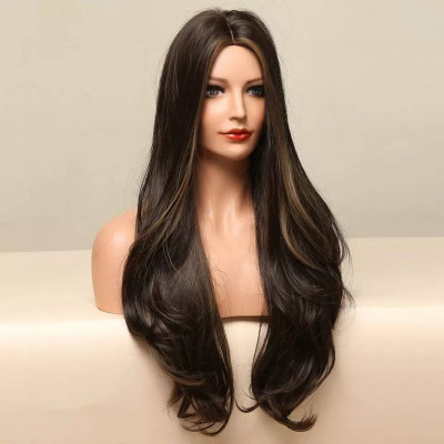 Long Brown wig with highlights