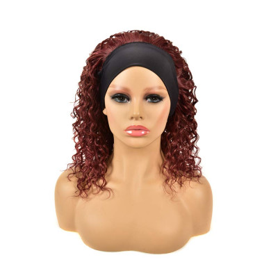 Ice Silk Headband Wig Water Curly Weave Wig Human Hair with Headbands Attached